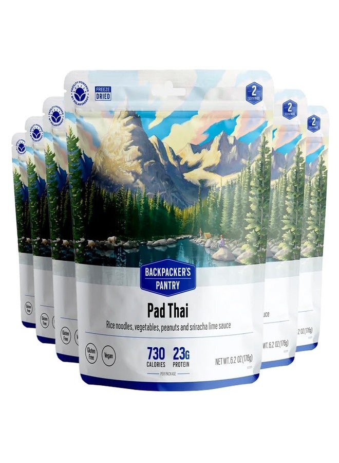Backpacker's Pantry Pad Thai, 2 Servings Per Pouch (6 Count), Freeze Dried Food, 20 Grams of Protein, Vegan, Gluten Free - Image 1